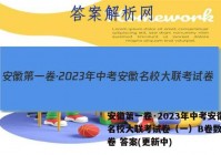 安徽第一卷·2023年中考安徽名校大联考试卷（一）B卷数学试卷 答案(更新中)