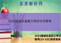 2023届湖北省高三考试10月联考(23-22C)历史答案