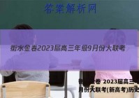 衡水金卷 2023届高三年级9月份大联考(新高考)历史答案