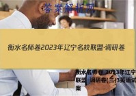 衡水名师卷 2023年辽宁名校联盟·调研卷(三)3英语试题答案