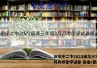 石家庄二中2023届高三年级3月月考化学试卷 答案(更新中)