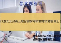 2023湖北元月高三联合调研考试物理试题答案汇总！