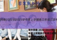 衡中同卷 2022-2023学年度上学期高三年级三调考试(新教材版L)地理答案