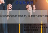 衡中同卷 2022-2023学年度上学期高三年级三调考试(新教材版)数学答案