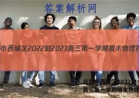 北京市西城区2022-2023高三第一学期期末物理答案