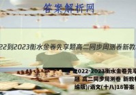2022-2023衡水金卷先享题 高二同步周测卷 新教材(部编版)/语文(十八)18答案