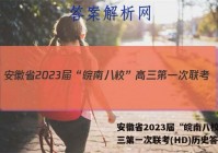 安徽省2023届“皖南八校”高三第一次联考(HD)历史答案