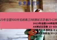 2023年全国100所名校高三AB测试示范卷 23·G3AB(新高考)·思想政治-R-必考-QGD 思想政治(十一)11答案