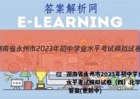 湖南省永州市2023年初中学业水平考试模拟试卷（四）化学试卷 答案(更新中)