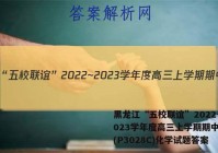 黑龙江“五校联谊”2022~2023学年度高三上学期期中考试(P3028C)化学试题答案