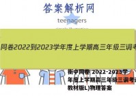 衡中同卷 2022-2023学年度上学期高三年级三调考试(新教材版L)物理答案