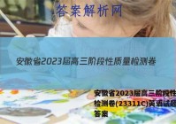 安徽省2023届高三阶段性质量检测卷(23311C)英语试题答案