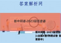 衡中同卷·2023届信息卷(一)1全国A卷l物理试卷 答案(更新中)