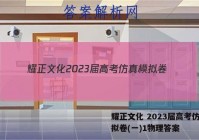 耀正文化 2023届高考仿真模拟卷(一)1物理答案