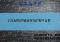 2023届陕西省高三10月联考试题(三个黑三角)地理答案