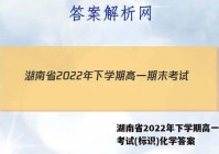 湖南省2022年下学期高一期末考试(标识)化学答案