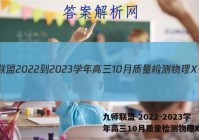 九师联盟 2022-2023学年高三10月质量检测物理X答案