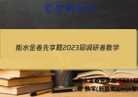 衡水金卷先享题 2023届调研卷 数学(新高考)(一)1答案