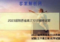 2023届陕西省高三10月联考试题(三个黑三角)化学试题答案