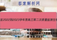 西安市临潼区2022-2023学年度高三第二次质量监测生物试卷 答案(更新中)