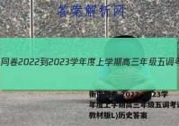衡中同卷 2022-2023学年度上学期高三年级五调考试(新教材版L)历史答案