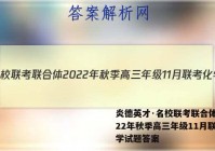 炎德英才·名校联考联合体 2022年秋季高三年级11月联考化学试题答案