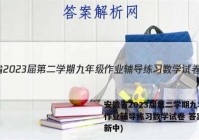 安徽省2023届第二学期九年级作业辅导练习数学试卷 答案(更新中)