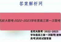名校大联考·2022~2023学年度高三第一次联考(老教材老高考)历史试题答案