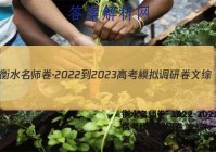 衡水名师卷·2022-2023高考模拟调研卷 文综(一)1答案