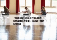 「福建全国100所名校AB测试示范成绩排名答案」福建省一级达标校排名