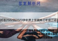 衡中同卷 2022-2023学年度上学期高三年级三调考试(新教材版L)历史试题答案