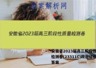 安徽省2023届高三阶段性质量检测卷(23311C)政治试卷答案