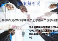 河北省精英中学邯郸分校2022-2023学年高二上学期第二次学科素养调研生物试卷答案(更新中)