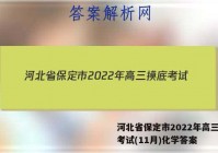 河北省保定市2022年高三摸底考试(11月)化学答案