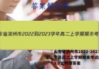 山东省滨州市2022-2023学年高二上学期期末考试(2023.02)物理答案