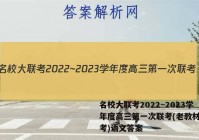 名校大联考2022~2023学年度高三第一次联考(老教材老高考)语文答案