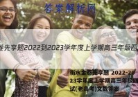 衡水金卷先享题 2022-2023学年度上学期高三年级四调考试(老高考)文数答案