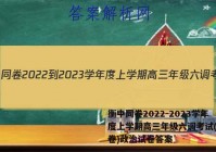 衡中同卷2022-2023学年度上学期高三年级六调考试(全国卷)政治试卷答案