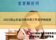 2023届山东省济南市高三年级学情检测(2月)化学答案