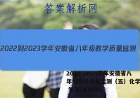 2022-2023学年安徽省八年级教学质量监测（五）化学试卷 答案(更新中)