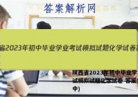 陕西省2023年初中毕业学业考试模拟试题化学试卷 答案(更新中)