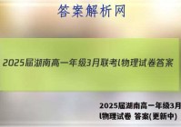2025届湖南高一年级3月联考l物理试卷 答案(更新中)
