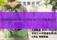 九师联盟 2022-2023学年高三10月质量检测(新高考)G河北 物理答案