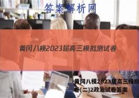 黄冈八模2023届高三模拟测试卷(二)2政治试卷答案