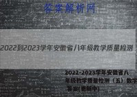 2022-2023学年安徽省八年级教学质量检测（五）数学试卷 答案(更新中)