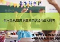 衡水金卷 2023届高三年级10月份大联考(新高考)英语答案