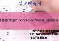 “天一大联考·齐鲁名校联盟”2022-2023学年高三年级联考数学试题答案