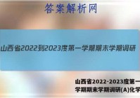 山西省2022-2023度第一学期期末学期调研(A)化学答案