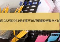 九师联盟 2022-2023学年高三10月质量检测数学X试题答案