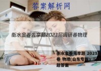 衡水金卷先享题 2023届调研卷 物理(山东专版)(三)3试题答案